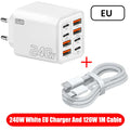 Ładowarka wieloportowa GaN 240W 8w1 — 4× USB-C + 4× USB-A | 8 urządzeń, jedno gniazdko